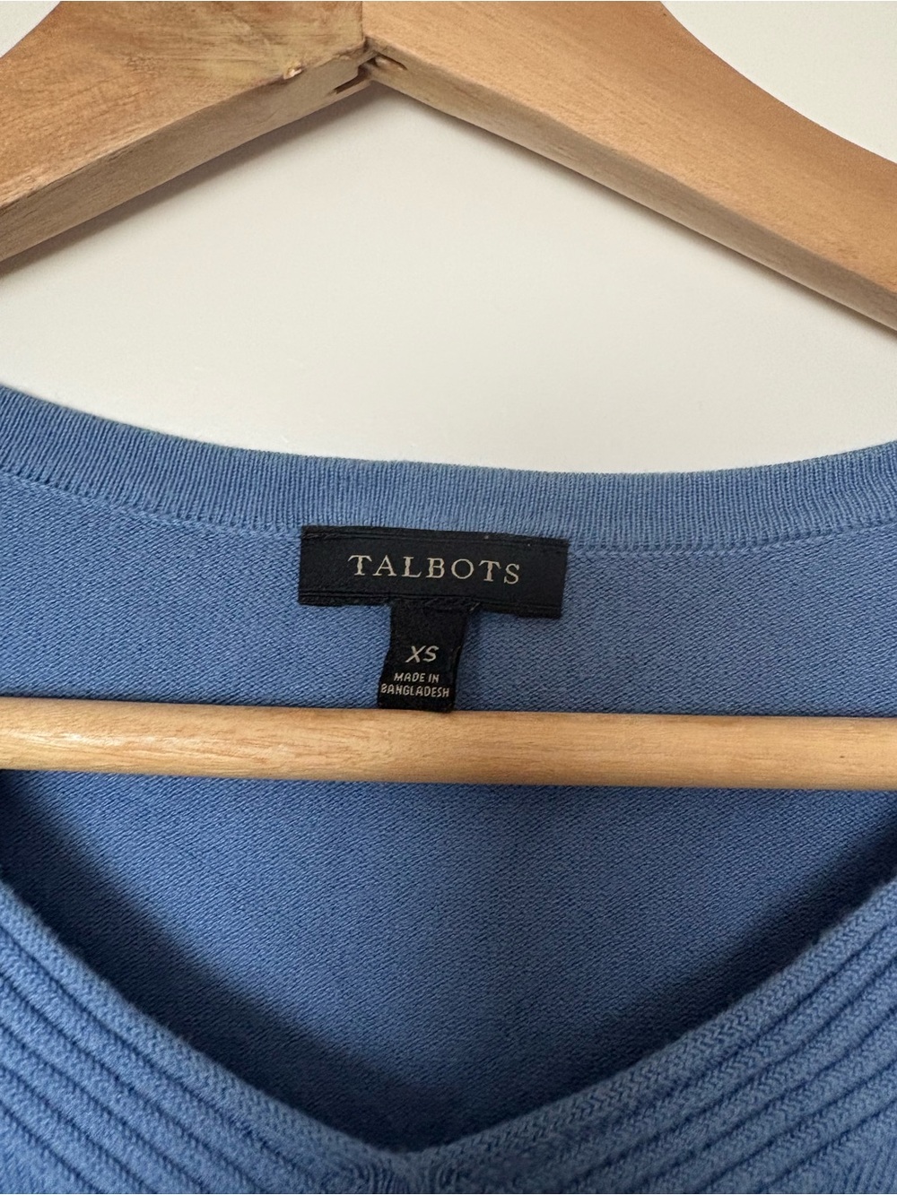 Talbots Light Blue Ribbed V-Neck Sweater - Picture 3 of 4